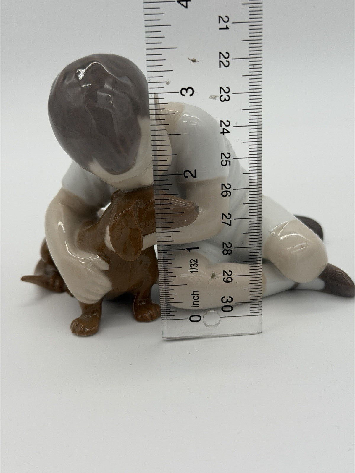 Bing & Grondahl Denmark True Friendship Boy brown dachshund Porcelain Figurine