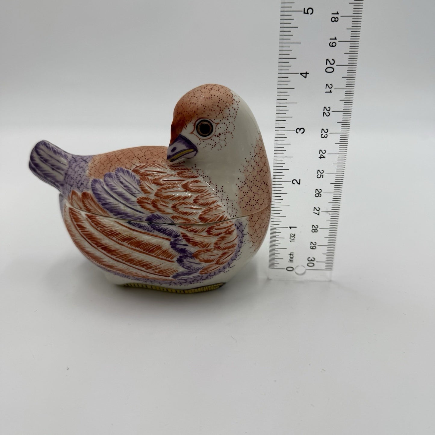 Mottahedeh House Nesting Quail Italy  Handpainted Trinket Box Porcelain Figurine