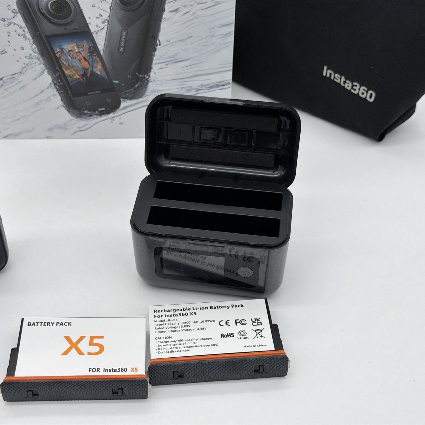 Insta360 X5 - Waterproof 8K 360 Video Action Travel Camera Extra Batteries Case