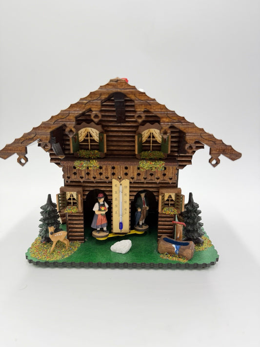 Vintage Folk Art Trenkle Black Forest German Weather House Station Wood 8”x9”x6”