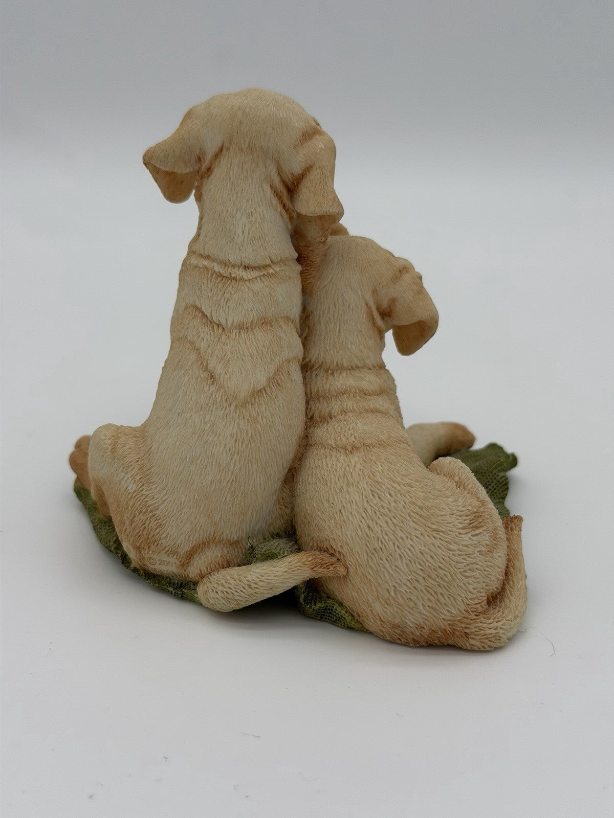 Country Artists England Yellow Labrador Pups W/Dog Bowl Painted Dog Figurine 4”
