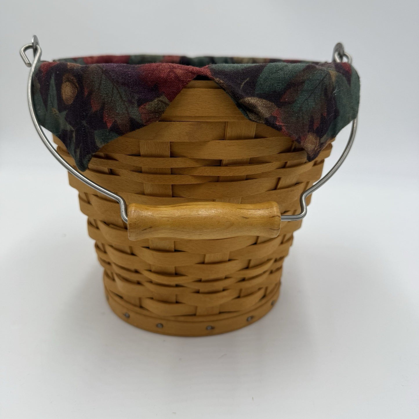 Longaberger Classic Autumn Fall Pail Basket Leaves Liner Protector Handwoven US