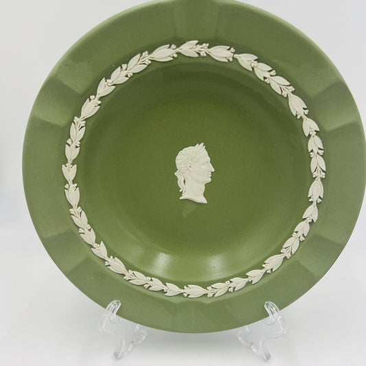 Wedgwood Green Jasperware Julius Caesar Side Profile Vintage Tray Plate