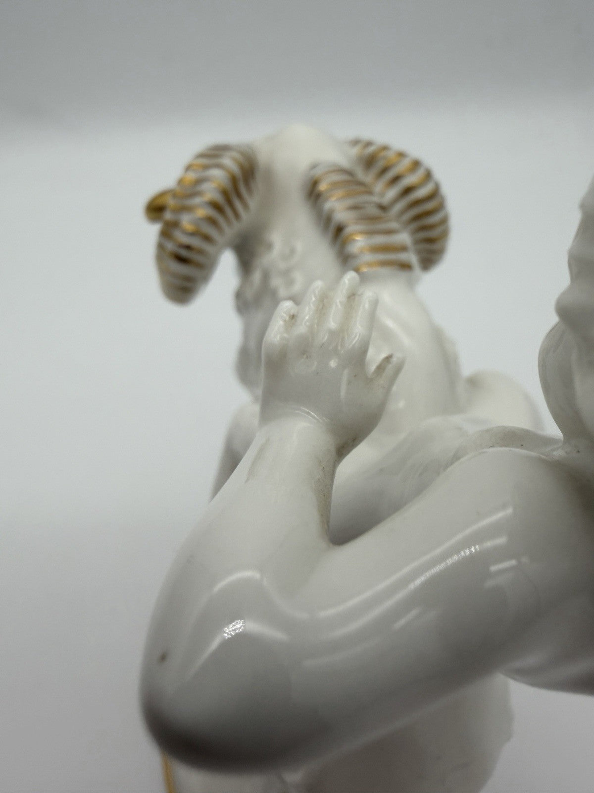 Hutschenreuther Art Deco porcelain High Spirits putto riding ram figurine 7”