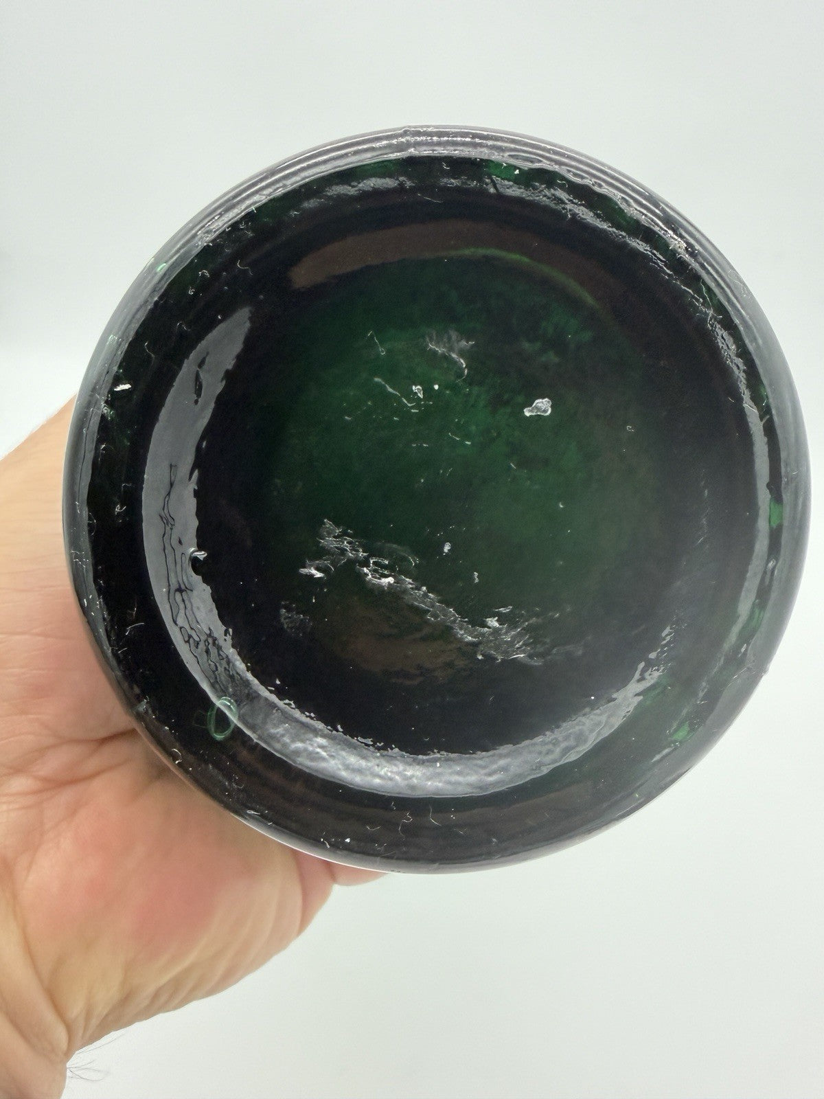 Vintage MCM Empoli Italy Diamond Cut Point Green Genie Bottle 16"H No Stopper