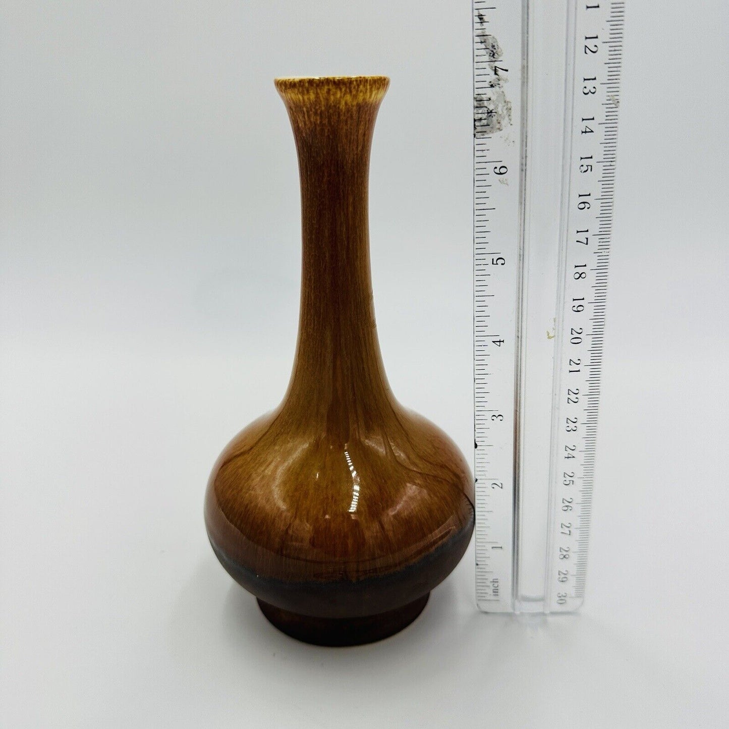 Royal Haeger Bud Vase Brown Dark Drip Glaze 7-1/4in Vtg Mid Century Modern