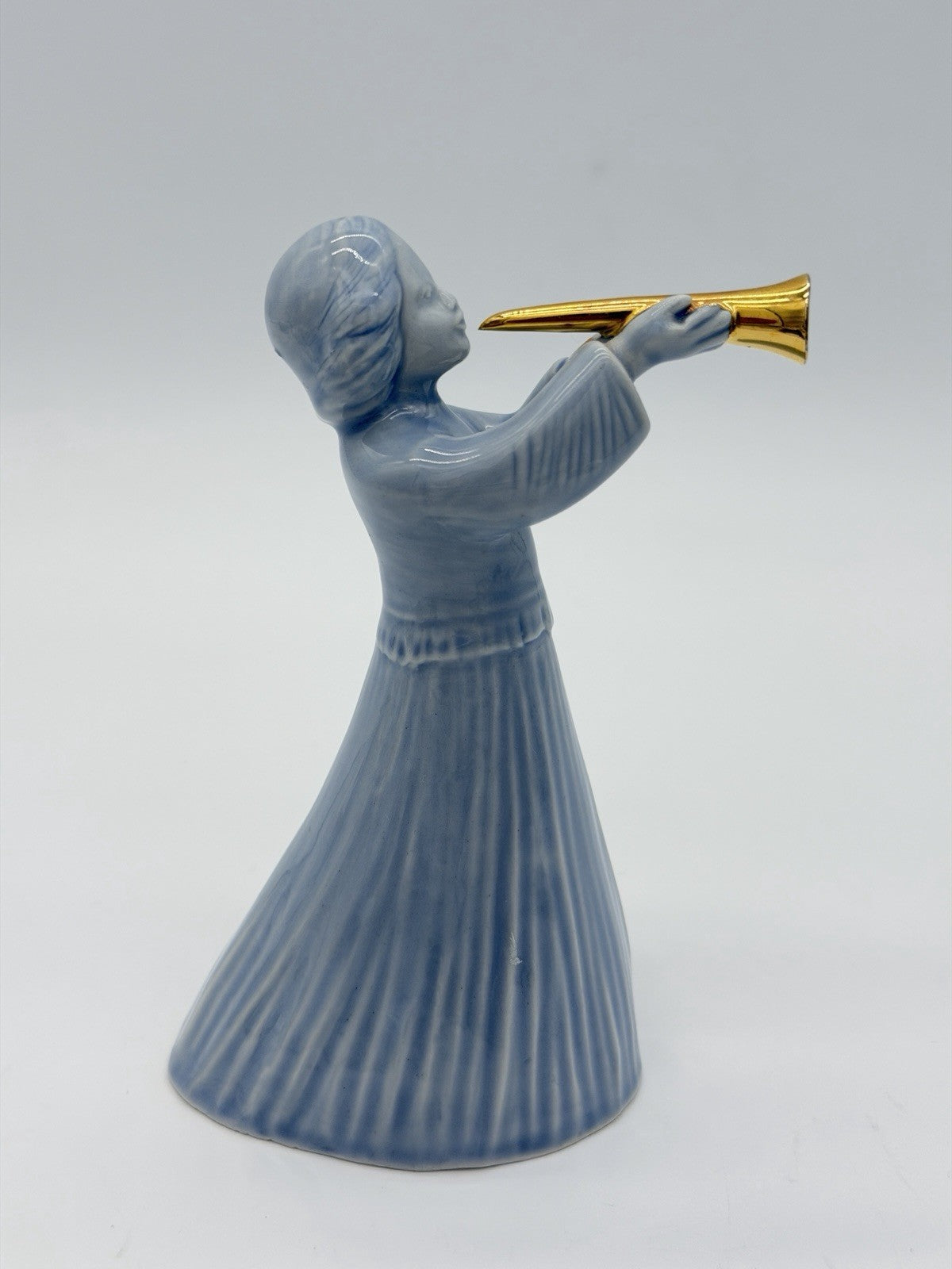 Vtg Agostinelli Italy Art Pottery Porcelain Blue Angel Cherub Painted Figurine