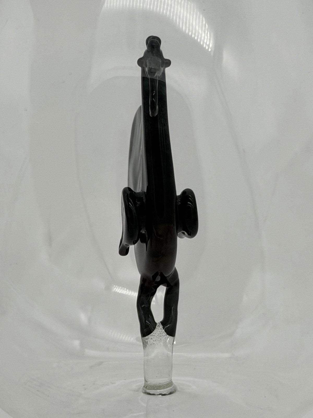 Cristalica European handblown glass gift bottle W/ Black Glass Rooster Figurine