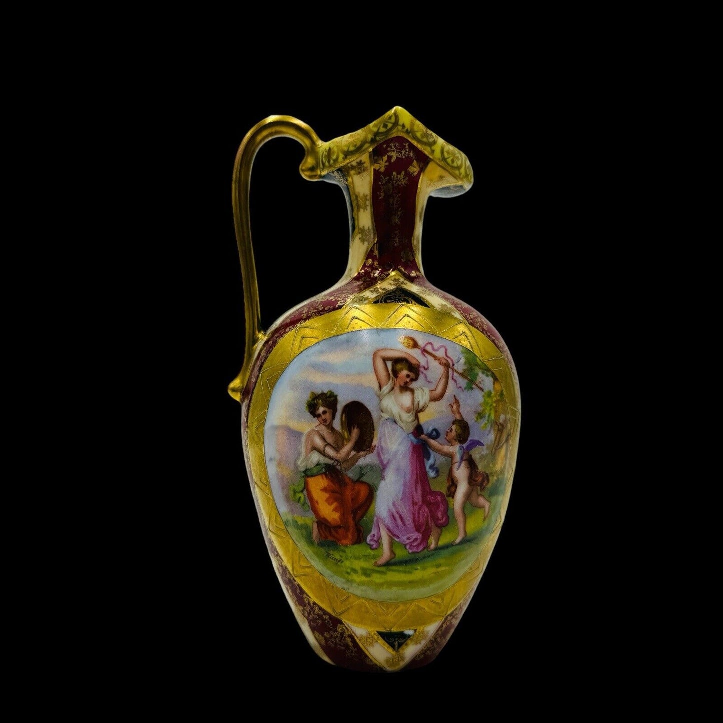 Royal Vienna Austria Porcelain Pitcher Hand Painted Portrait Art Nouveau Antique