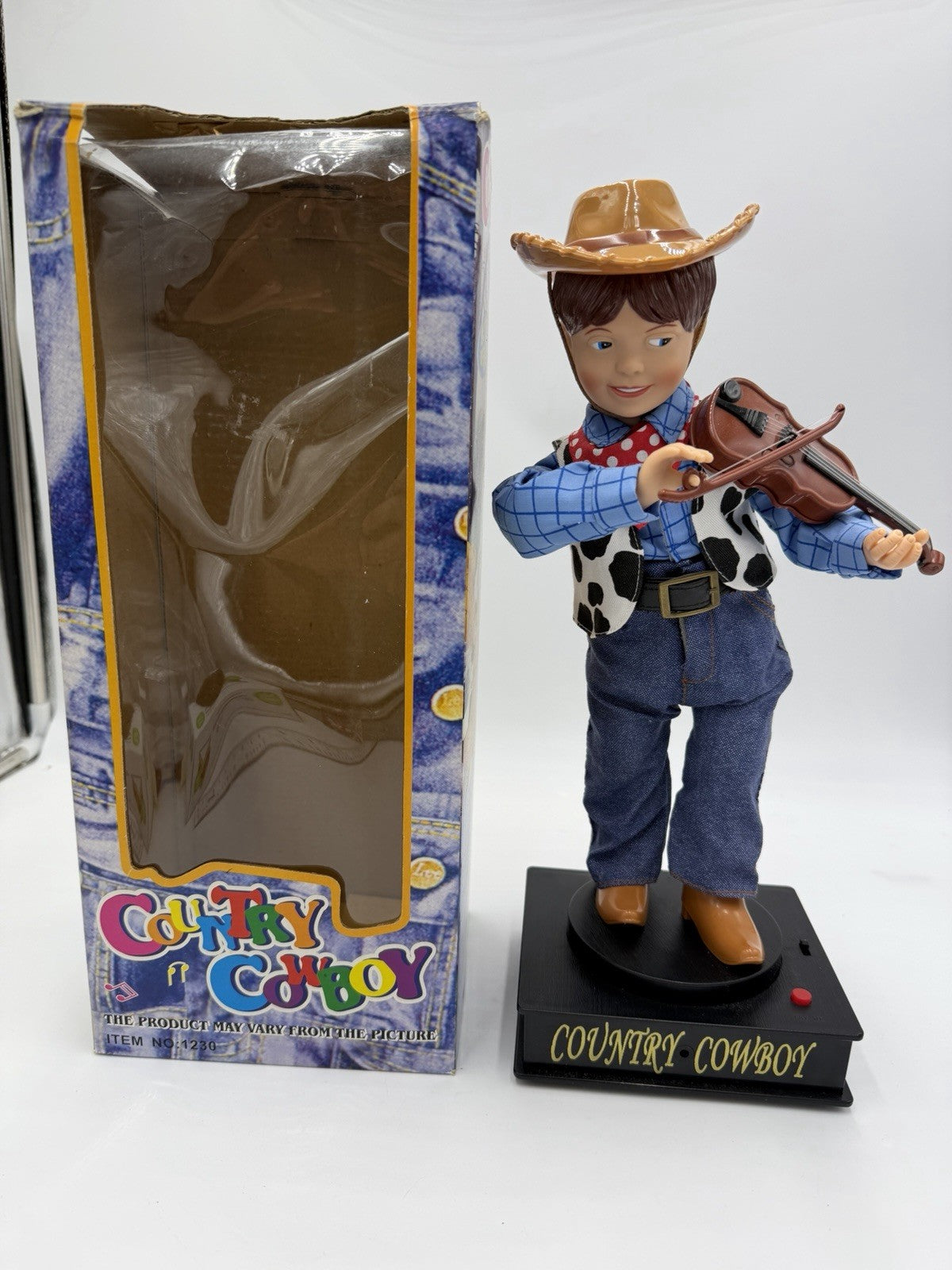 2003 Feng DYI Country Cowboy Violin Musical Doll Animated Performer 13” Rare