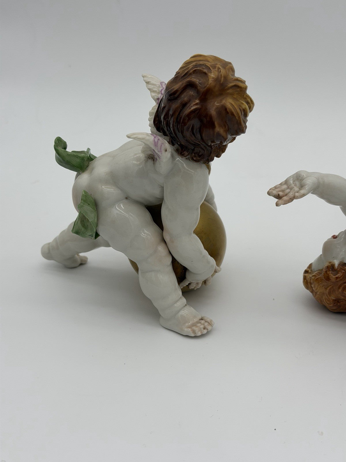 1940’s Algora Spain Porcelain Art Nouveau Playful Cherub Angels Figurines Gold