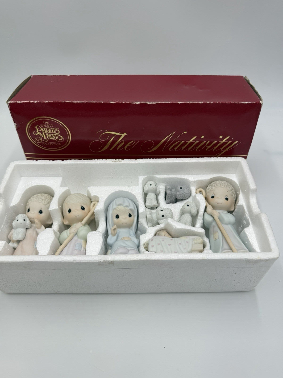 Precious Moments The Nativity Porcelain Bisque 9 Piece Set Figurines