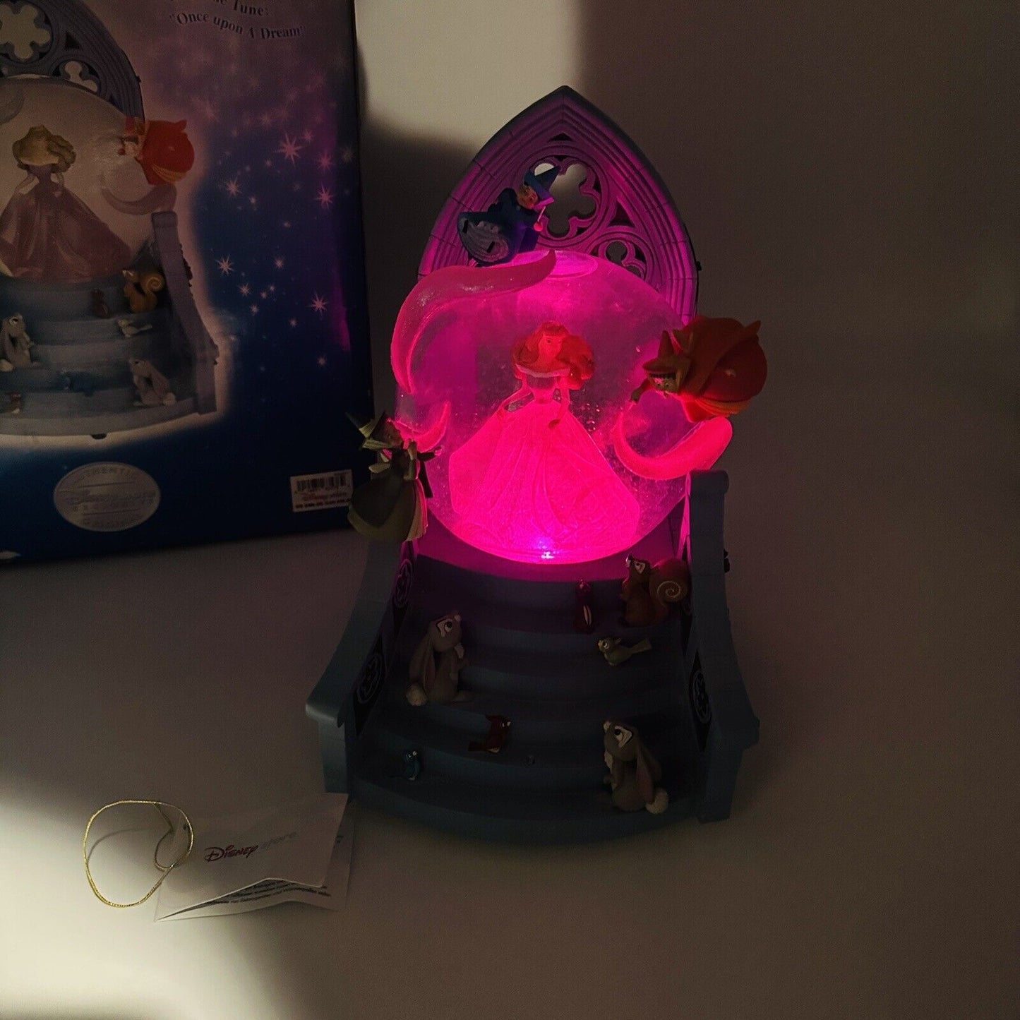 Disney Store Snow Globe Aurora with Fairies Once Upon A Dream Song Works W/box