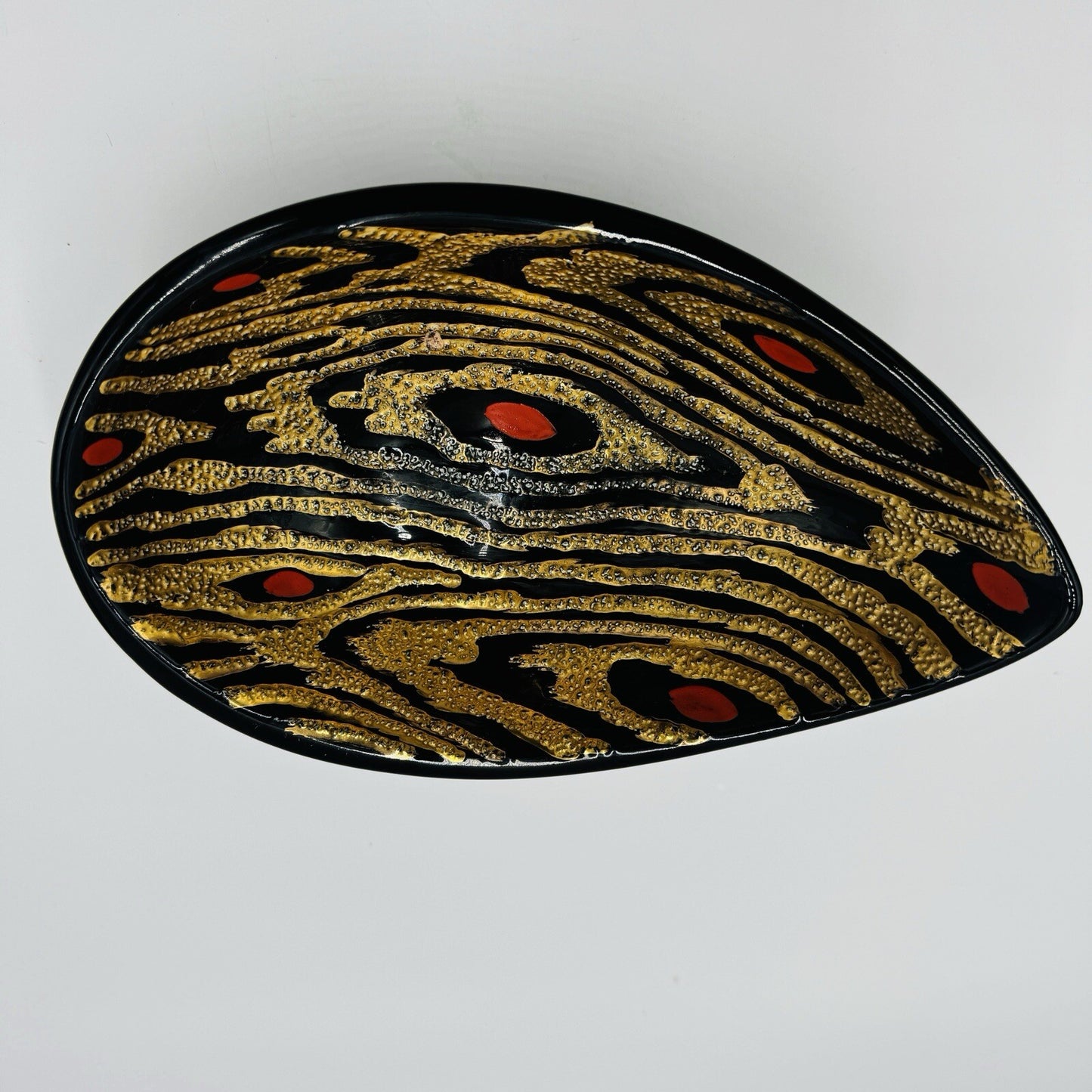 Rare Boch Freres La Louviére  Glazed Ceramic Art MCM Pottery Belgium Bowl Gold
