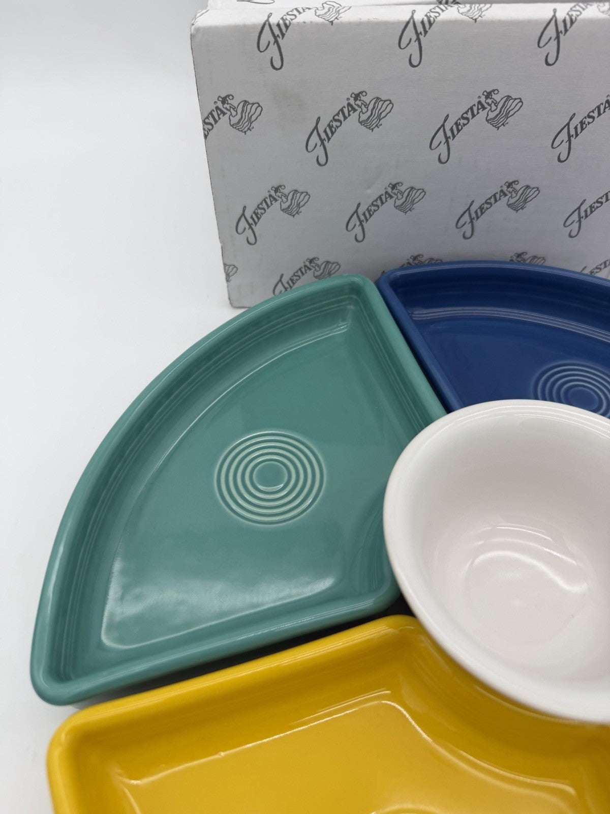 Fiesta Ware 5 Piece Entertainment Set Vibrant Blue Yellow Red White Turquoise