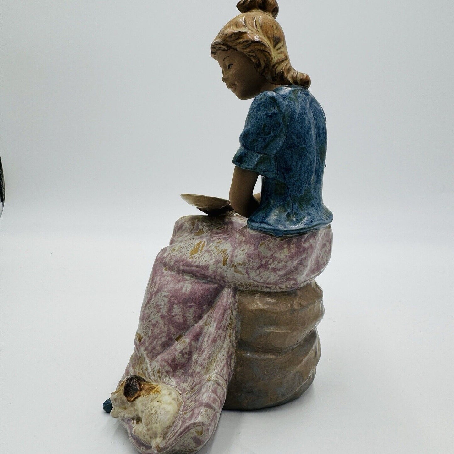 Nao By Lladro Spain Gres Porcelain Terracota Girls Best Friend Figurine 8” Vtg