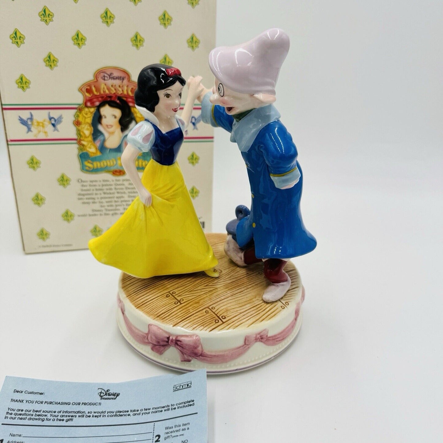 Schmid Disney Snow White Music Box Plays “Someday My Prince Will Come” Ceramic