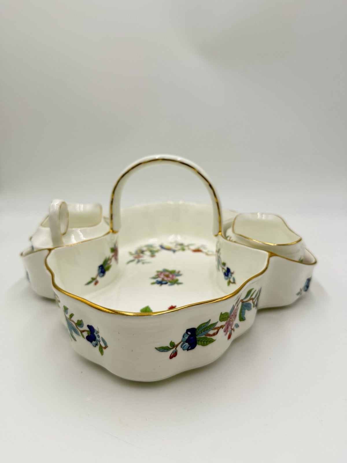 Vintage Aynsley PEMBROKE Tea Tray Strawberry Basket with Sugar & Creamer Set