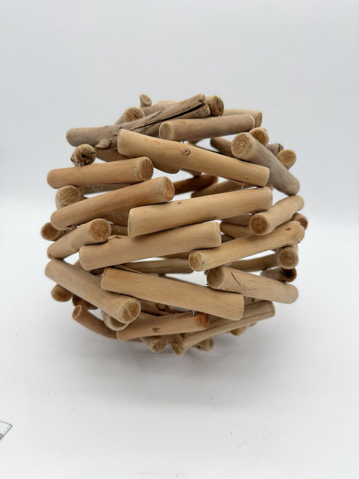 Folk Art rustic nautical decor  9-inch driftwood ball Wood Art Craft