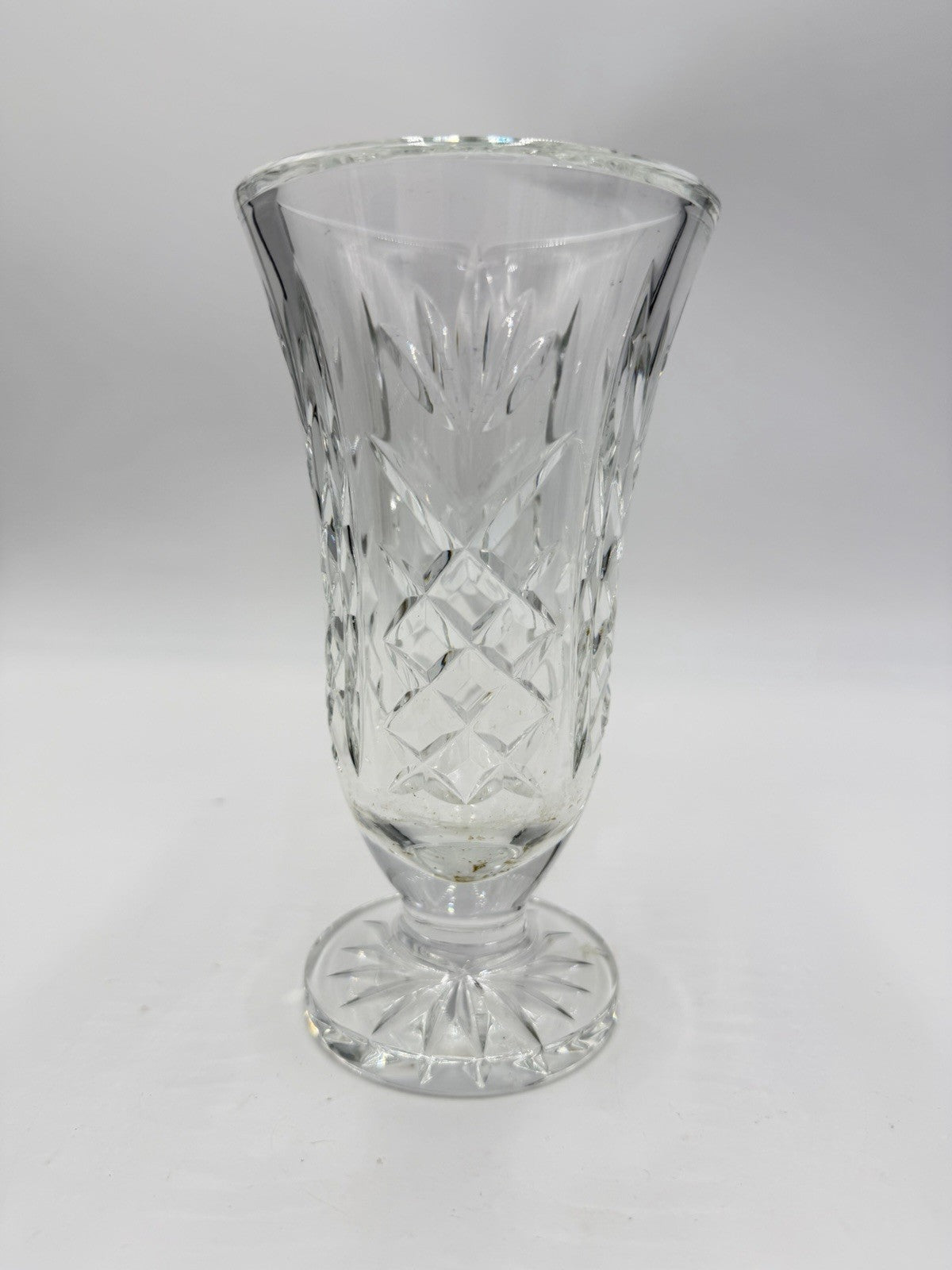 Waterford Ireland Lead Cut Crystal Ashbourne Pattern Footed Vase 6.5in