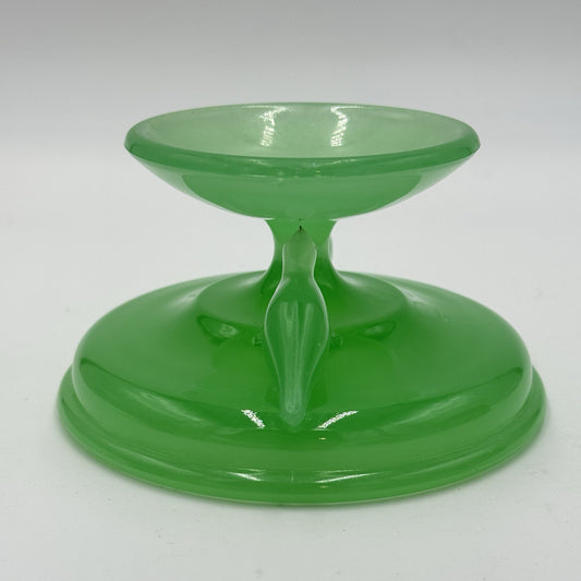 HOUZE Art Glass Jadeite Jade Green Vintage 1930's Bowl Stand Seals 2.5”x 3.5”