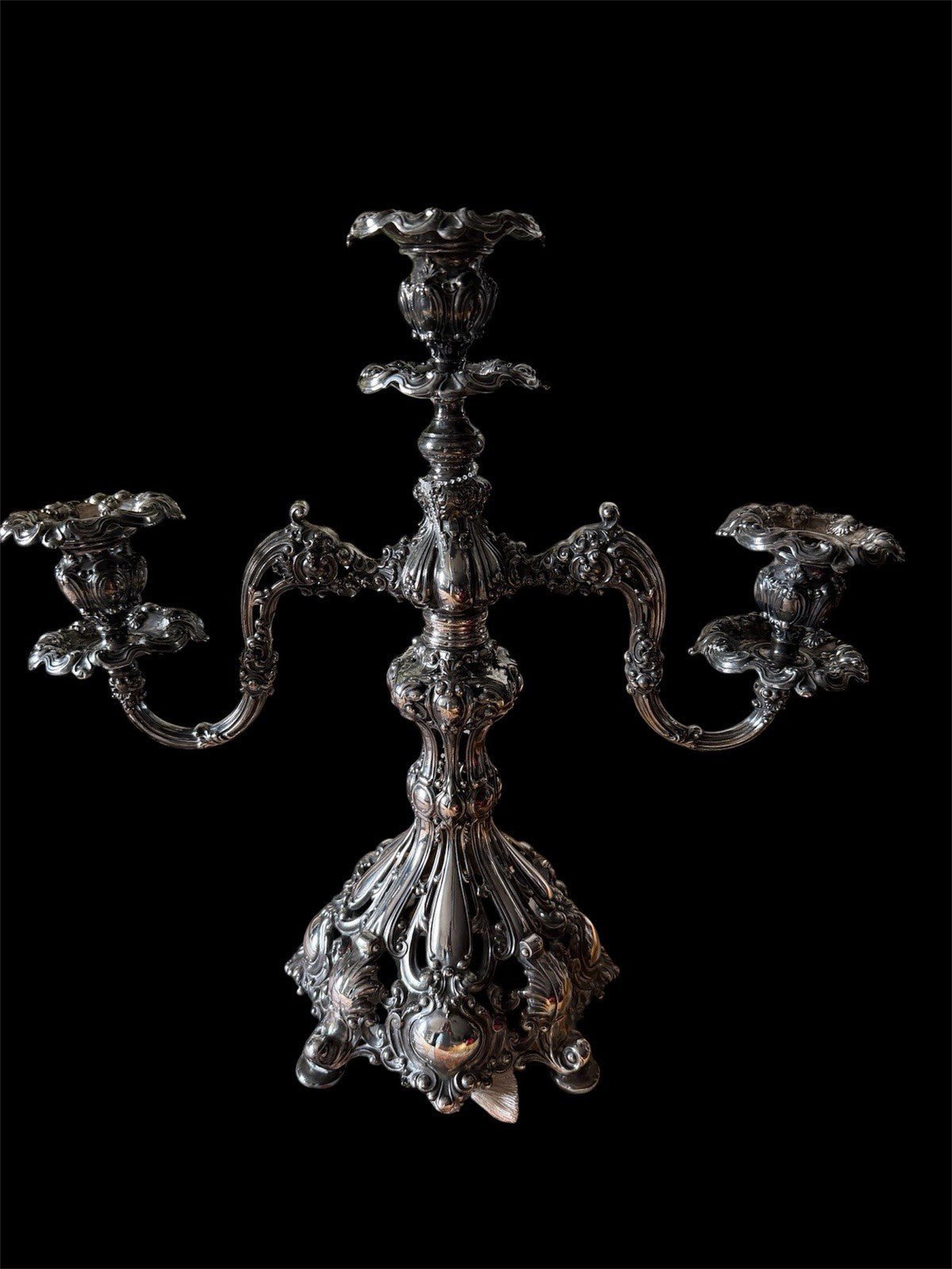 Antique Reed & Barton Silver Plated Renaissance Designed 3 light Candelabra