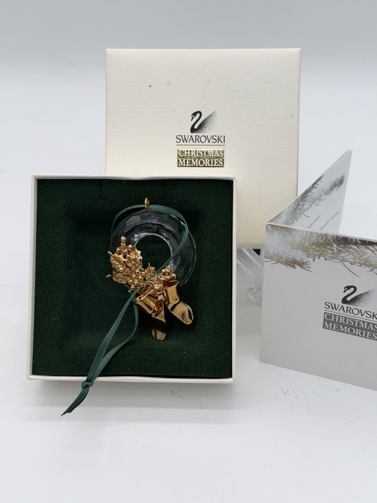 Swarovski Crystal Austria Memories Ornament 1996 Christmas Wreath Box & COA
