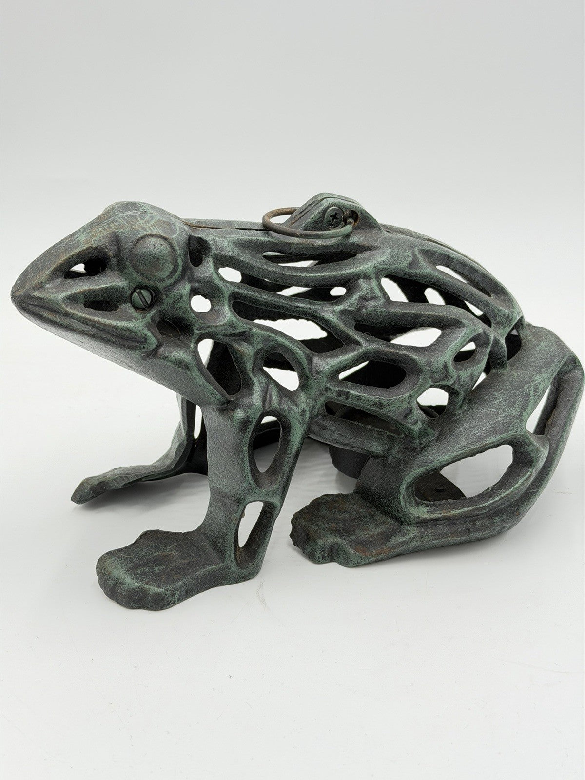 Vintage Cast Iron Japanese Frog Garden Lantern Zen Candle Holder Sculpture GUC