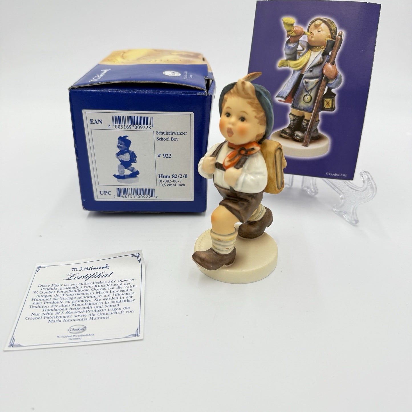 Hummel Goebel "School Boy Porcelain Germany Figurine  #822/0 W/box 4” Vintage