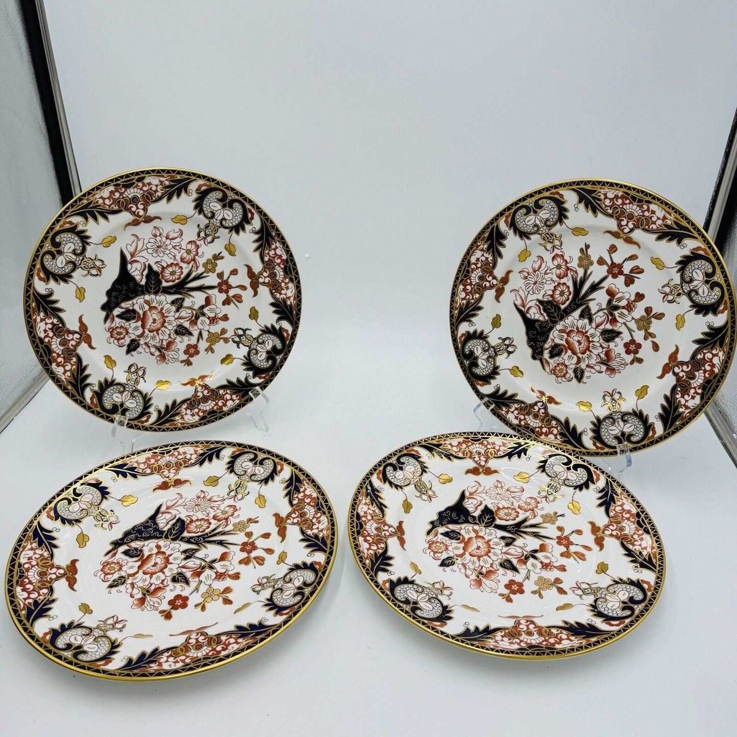 Antique Royal Crown Derby King's Of Old Japan 383 Pattern Dinner Plates 4 Pieces