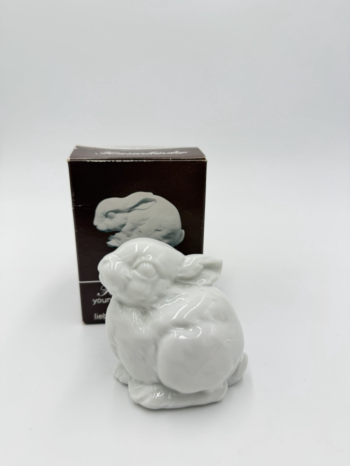 Kaiser Porcelain Germany Rabbit Bunny White Glossy 3”H Figurine
