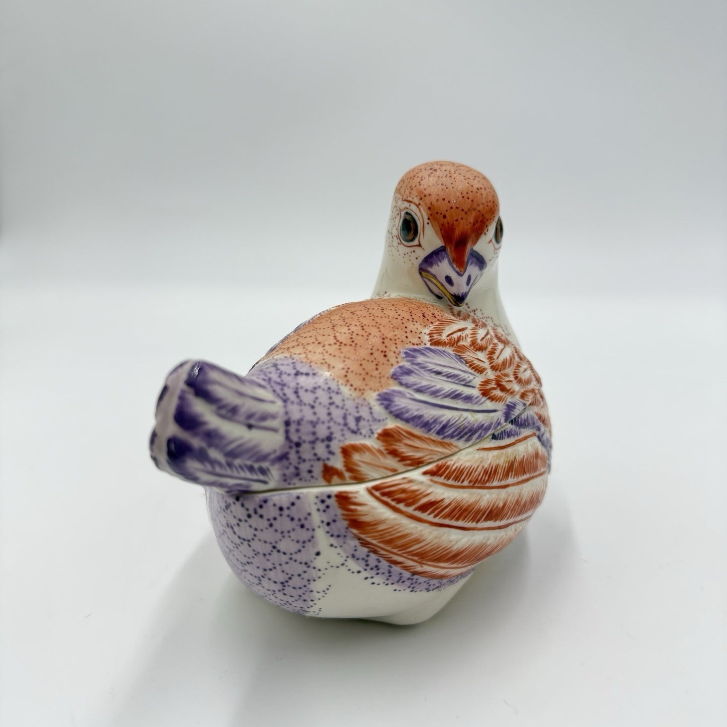 Mottahedeh House Nesting Quail Italy  Handpainted Trinket Box Porcelain Figurine