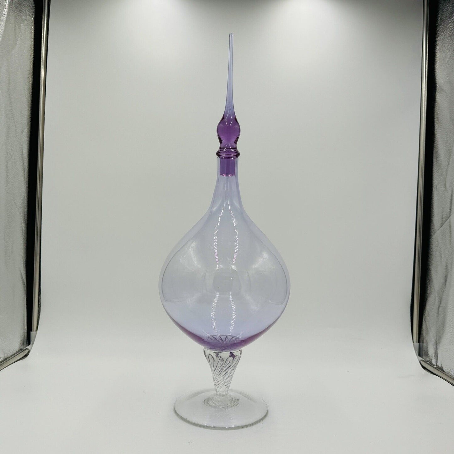 Global Views Art Glass Genie Bottle Julia Buckingham Italy Decanter 22” Purple