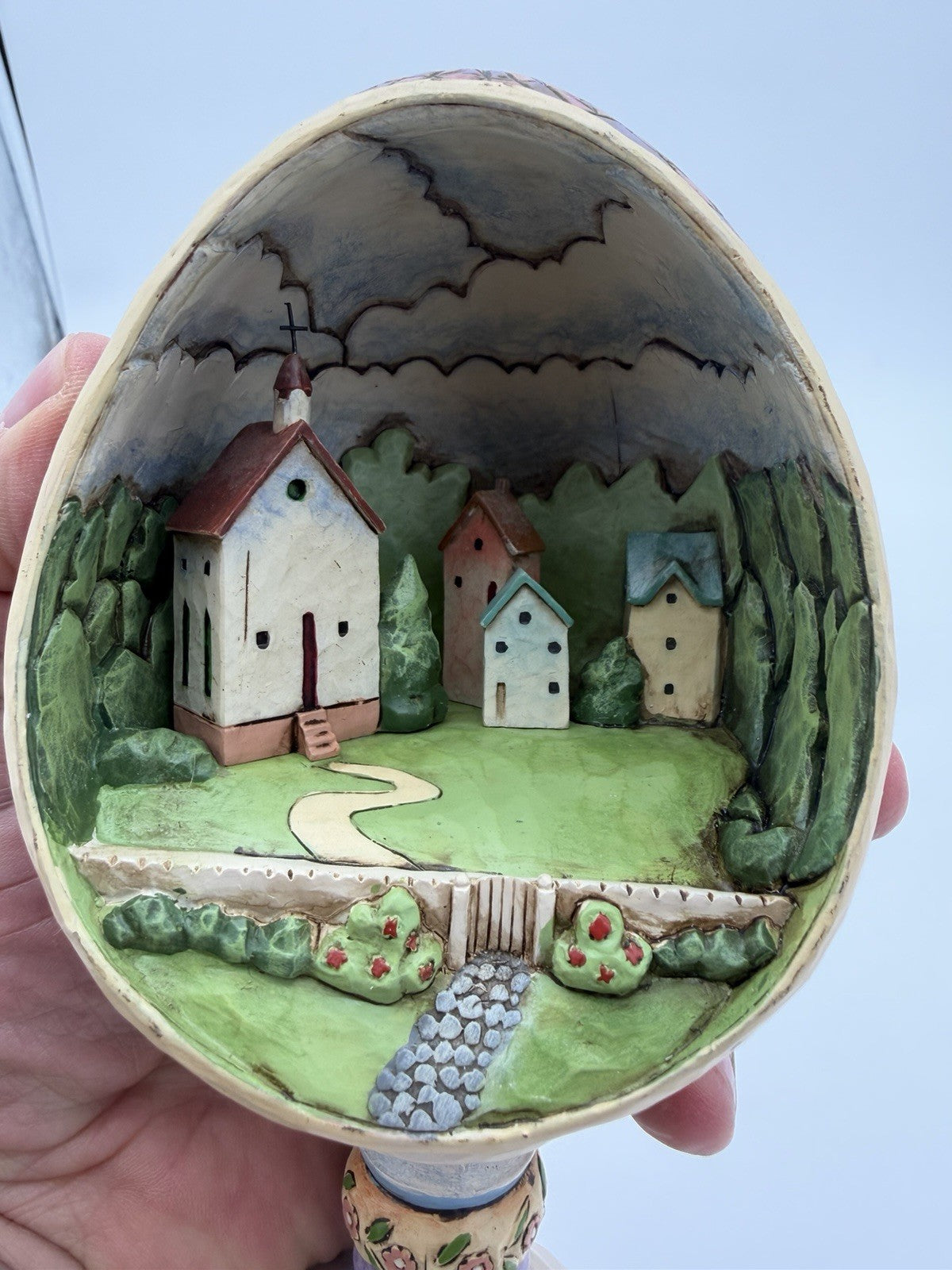 Jim Shore Small Town Big Blessings Egg Diorama Church Figurine 2006 Resin 7” Box