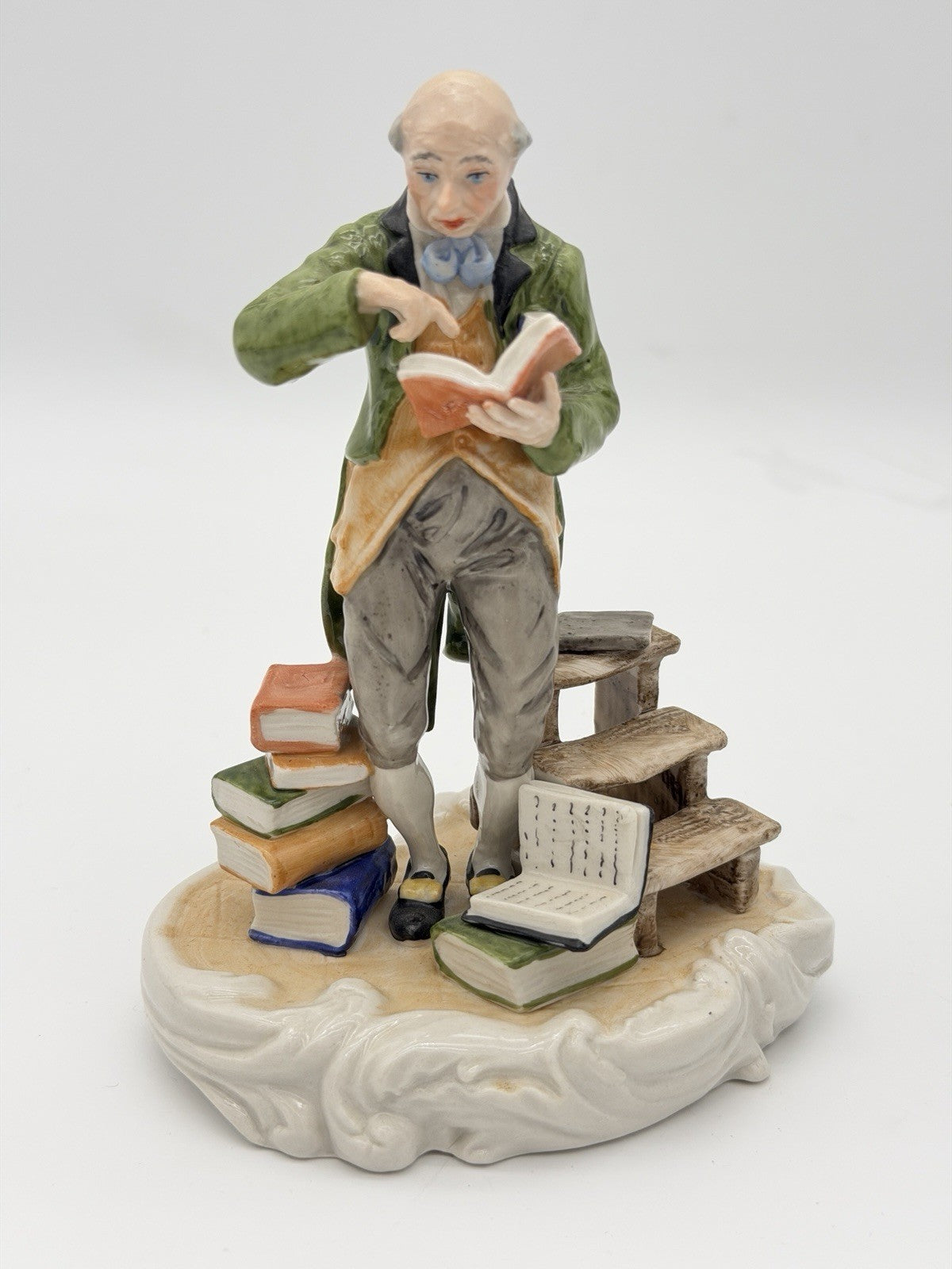 MV Mueller & Co Volkstedt 1907 Porcelain Germany Victorian Librarian Figurine