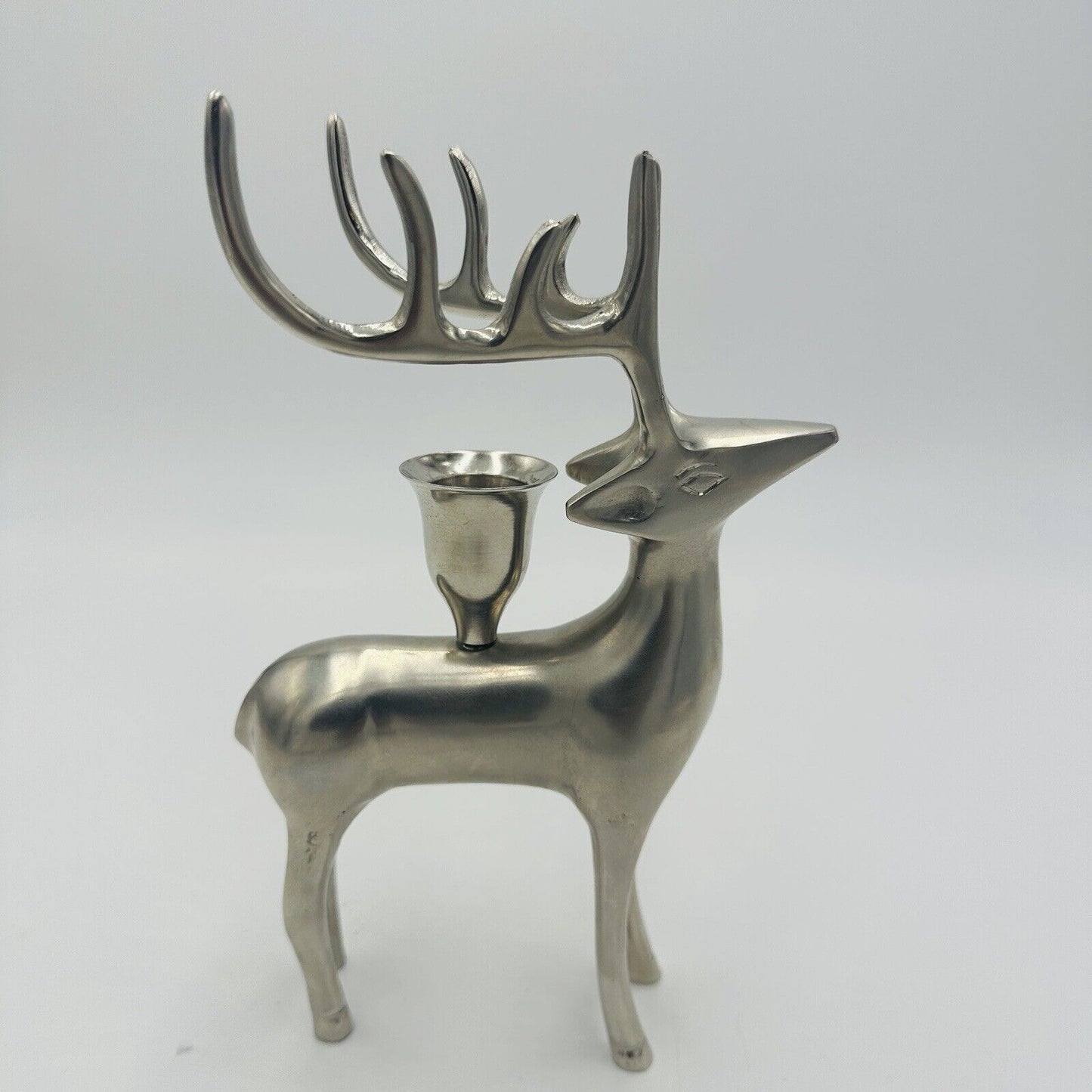 Pottery Barn Reindeer Candle Holders Vintage Silver Plated Seasonal Stag Taper