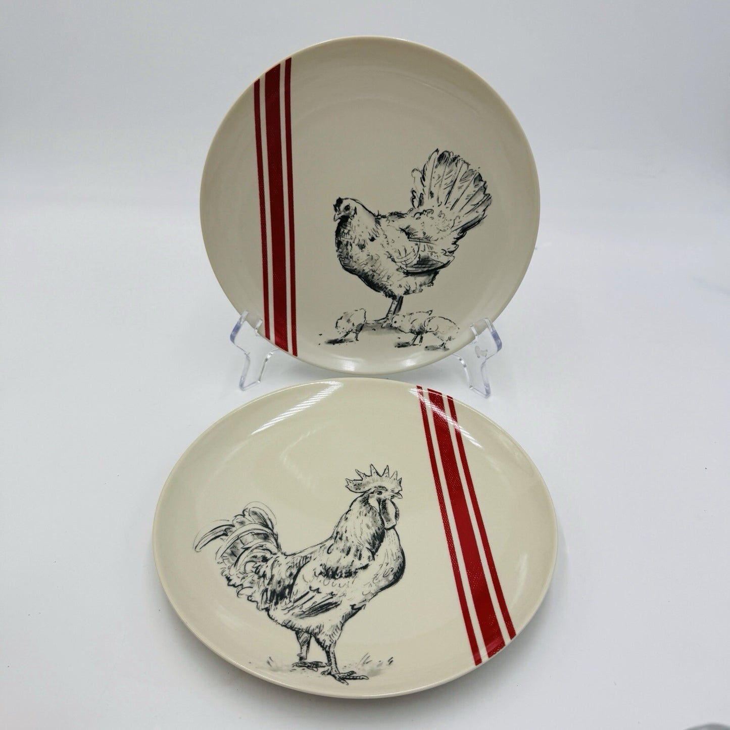 Creative Co-op M.Chad Barrett Chicken/Rooster salad Plates 8in 2 Pieces Rare