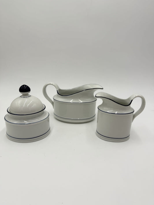 Seltmann Weiden Bavaria W. Germany RAINBOW BLUE Creamer Gravy & Sugar Bowl Set