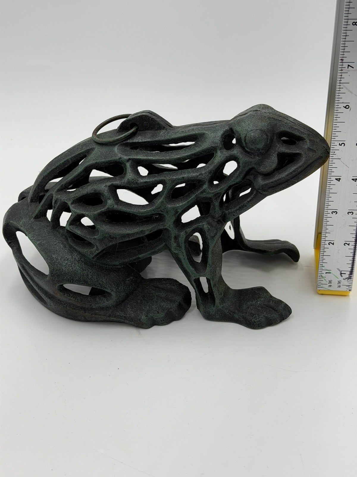 Vintage Cast Iron Japanese Frog Garden Lantern Zen Candle Holder Sculpture GUC