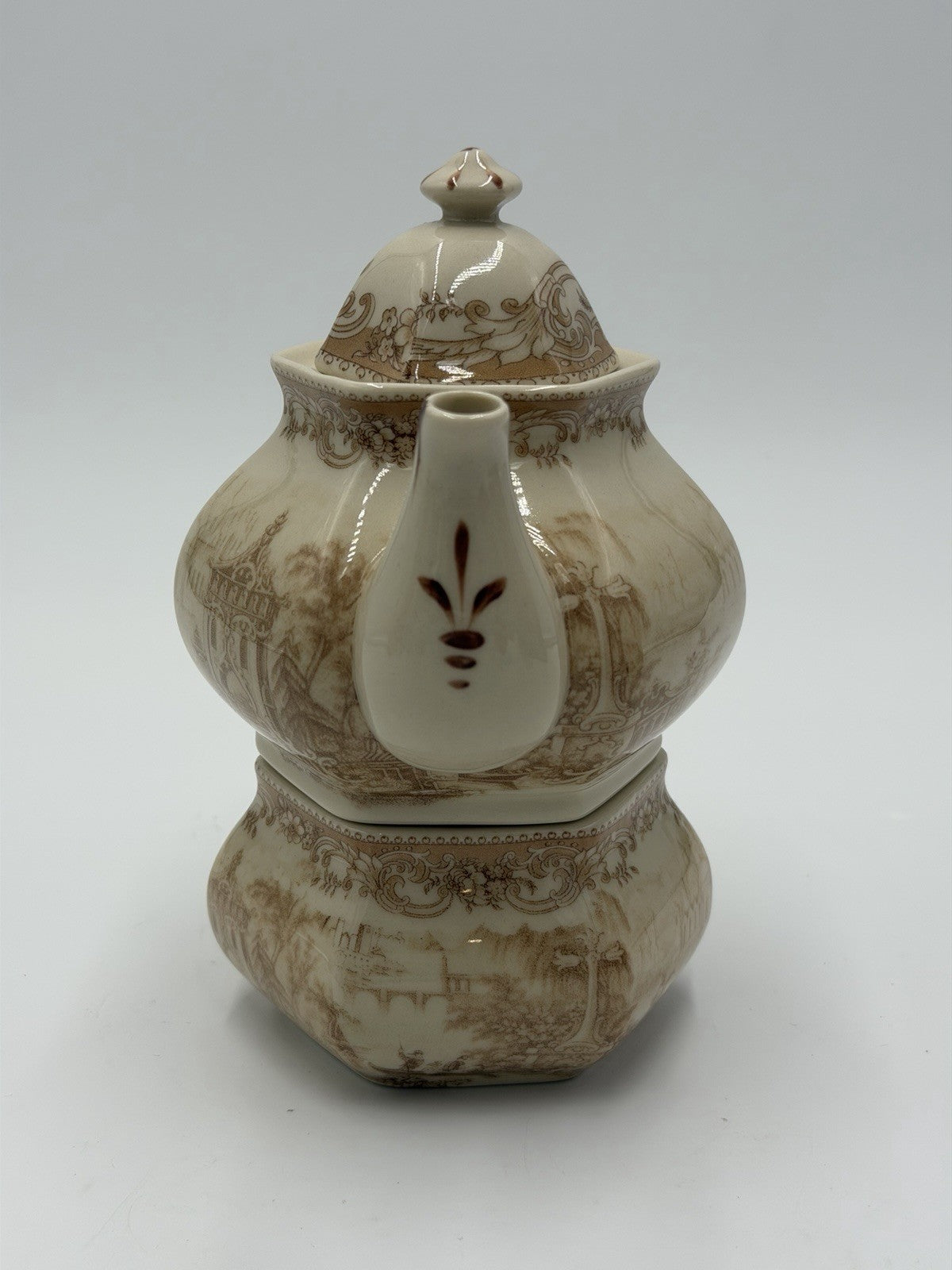 Staffordshire Queen's Fine Earthenware Stackable Porcelain Teapot 7”H Vintage