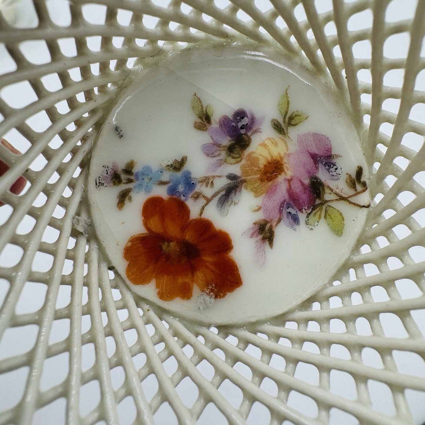 Dresden Germany Porcelain Floral Baskets Miniatures Painted Vintage