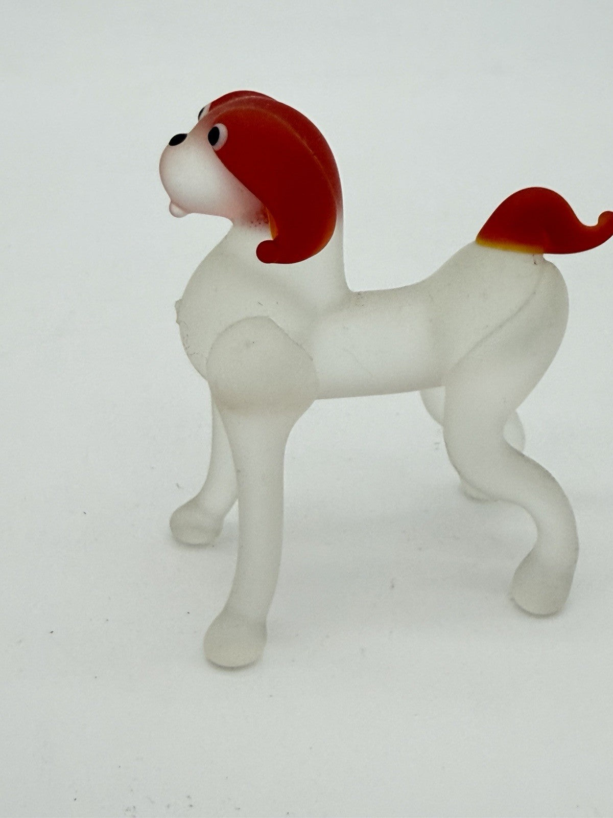 Vintage Art Glass Hand Blown Vizla Dog Red White Figurine 2.5”Italian European