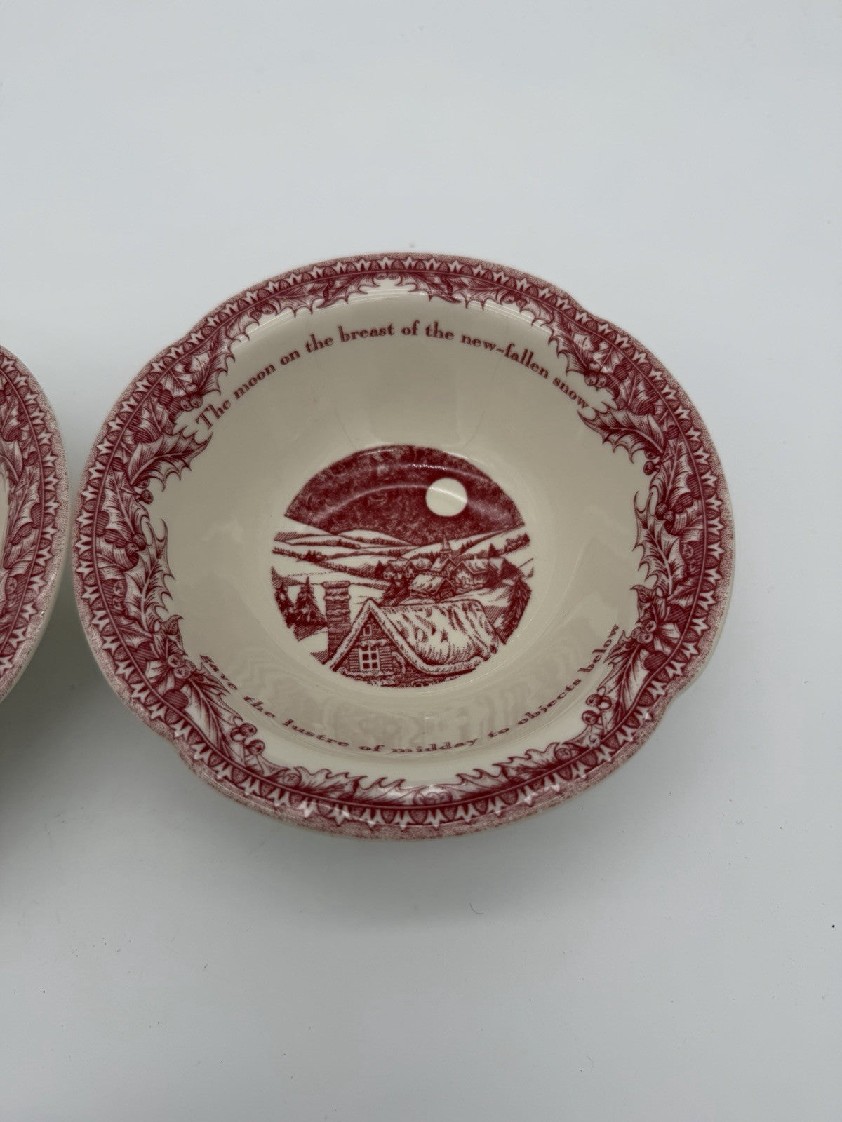 Johnson Brothers Red Porcelain Twas The Night Cereal Bowl Porcelain England 2