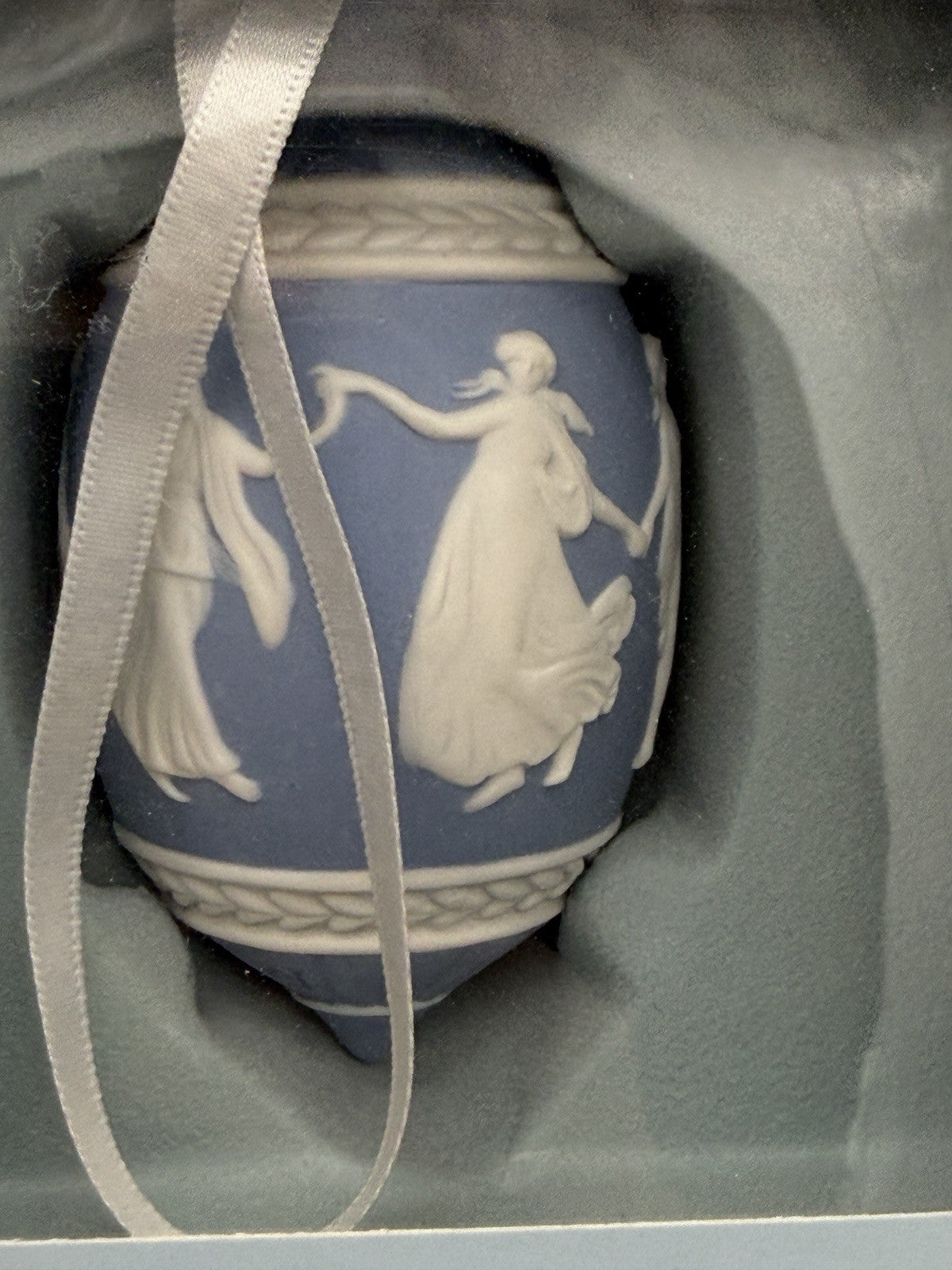 Wedgwood Jasperware Dancing Hours Blue/white Christmas Ornament Porcelain Boxed