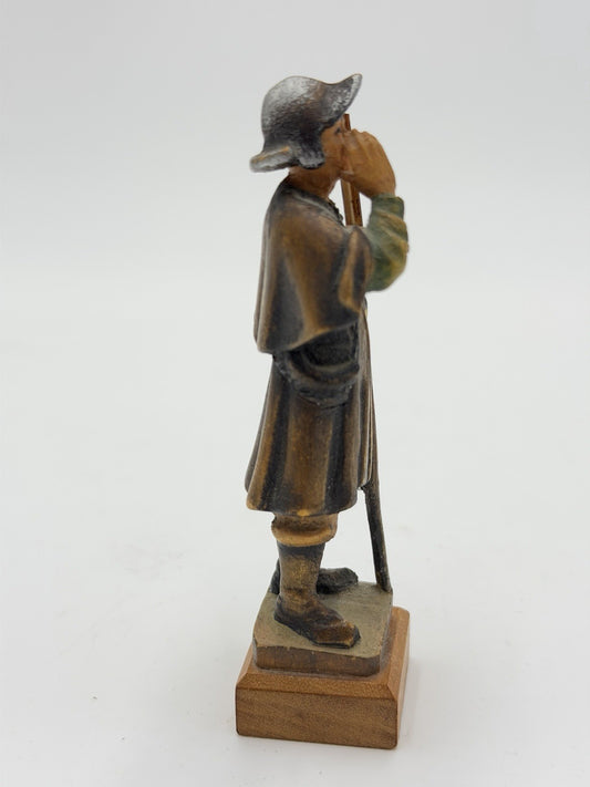 Anri Italy Folk Art  Night Guard 4”H Figurine Wood Hand Carved Vintage Rare
