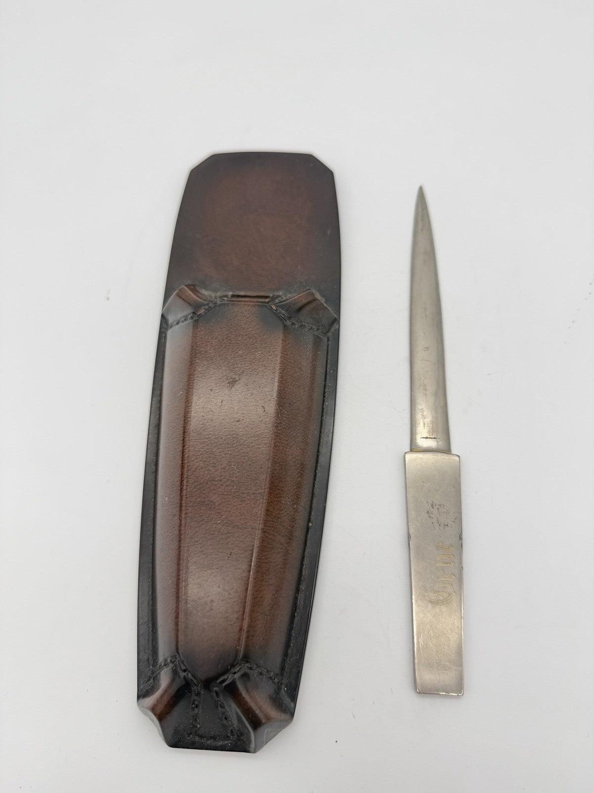 Vintage Matina Leather Case & Arthur Sam Italy Letter Opener Monogram Set