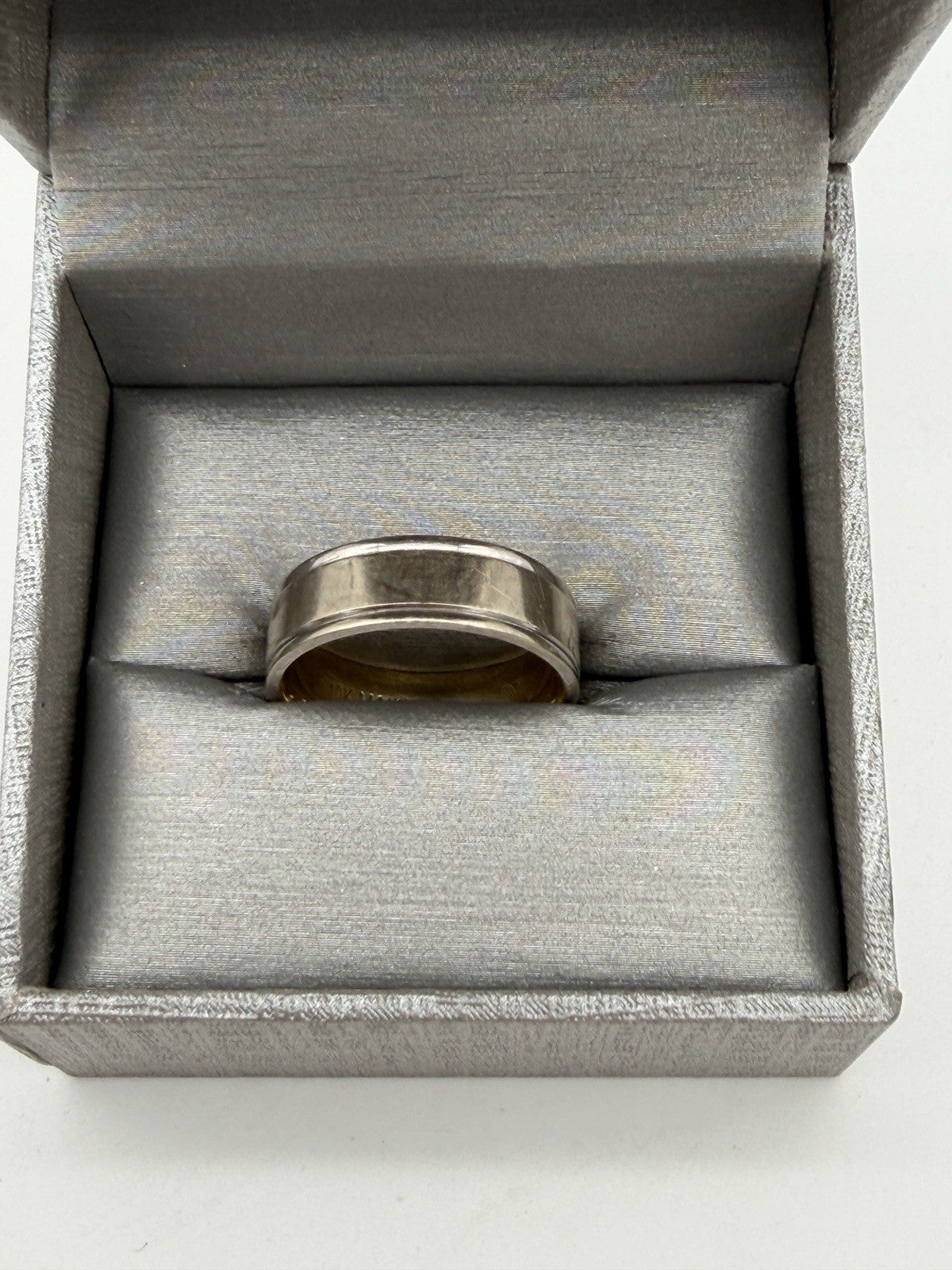 10k White Gold Men Size 9 Wedding Band Wide 6mm People’s Jewelry Store 4.3g