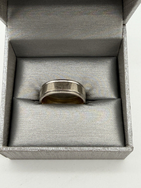 10k White Gold Men Size 9 Wedding Band Wide 6mm People’s Jewelry Store 4.3g