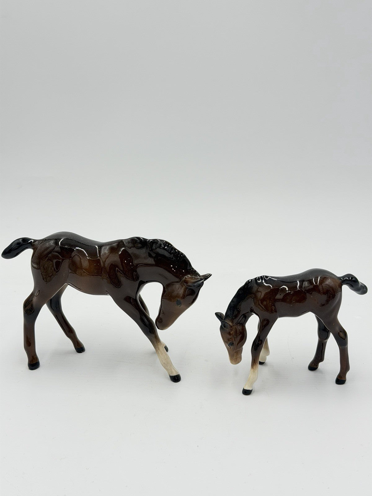 Beswick England Porcelain Painted Foal Horses Figurines 4”& 3” Glossy