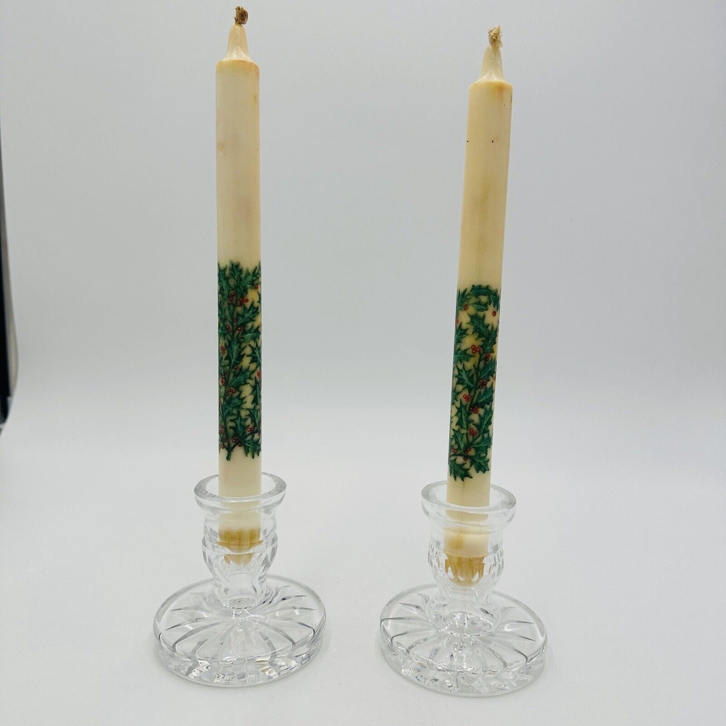 Waterford Candlesticks Blarney Crystal Pair 3.5inW × 3.5inD × 4inH Vintage